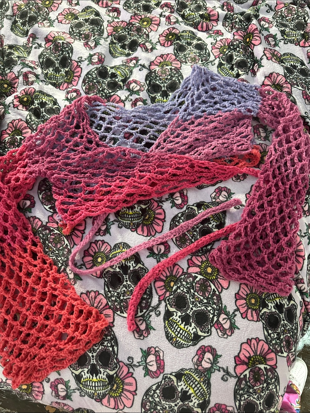 Open-Knit Gradient Shrug Cardigan - Pink to Purple